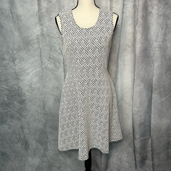 Merona Dark Gray & White Houndstooth Fit and Flare Dress - size MED - Picture 1 of 11